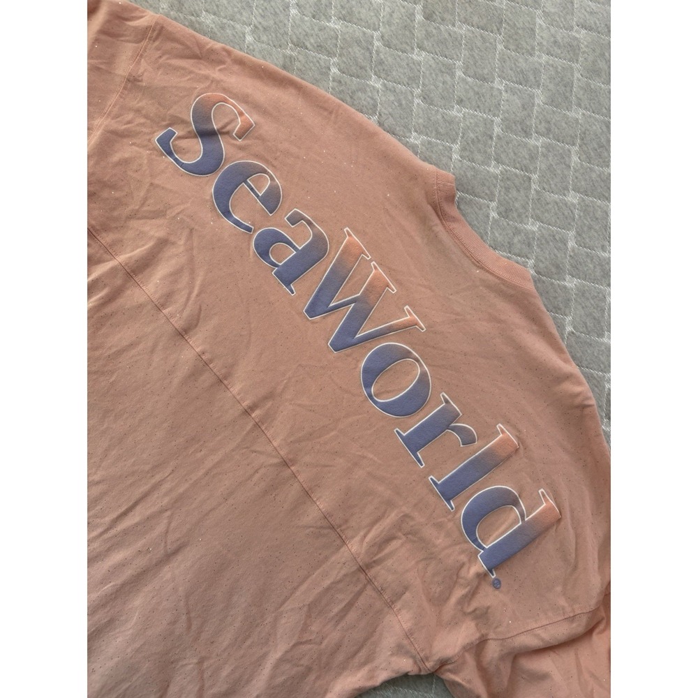 Spirit Jersey Sea World Shirt Womens Medium‎ Pink Oversized Turtle Glitter